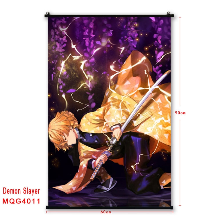 Demon Slayer Kimets Anime plastic pole cloth painting Wall Scroll 60X90CM  MQG4011