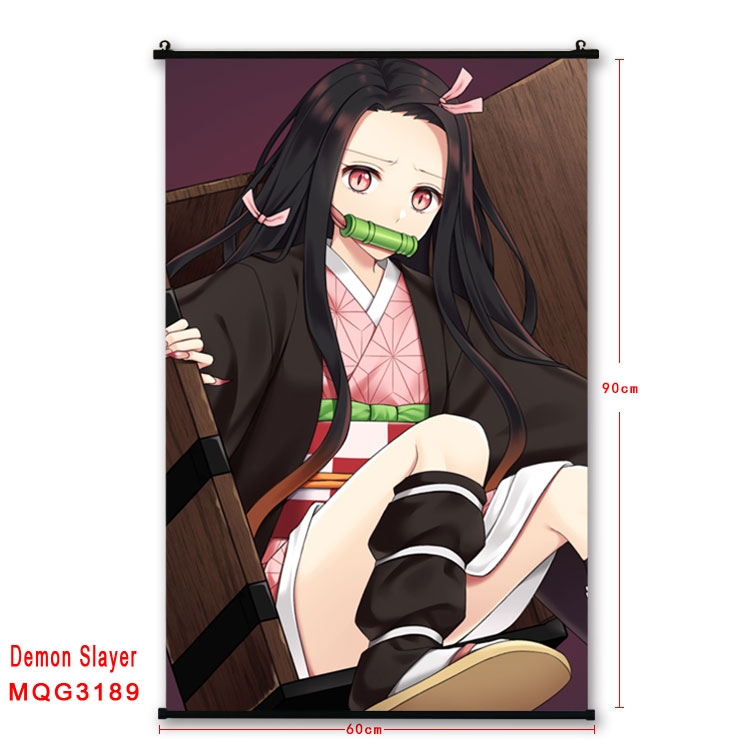 Demon Slayer Kimets Anime plastic pole cloth painting Wall Scroll 60X90CM  MQG3189