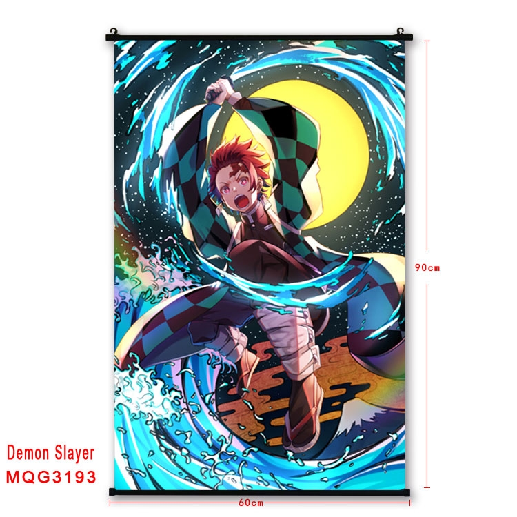 Demon Slayer Kimets Anime plastic pole cloth painting Wall Scroll 60X90CM  MQG3193