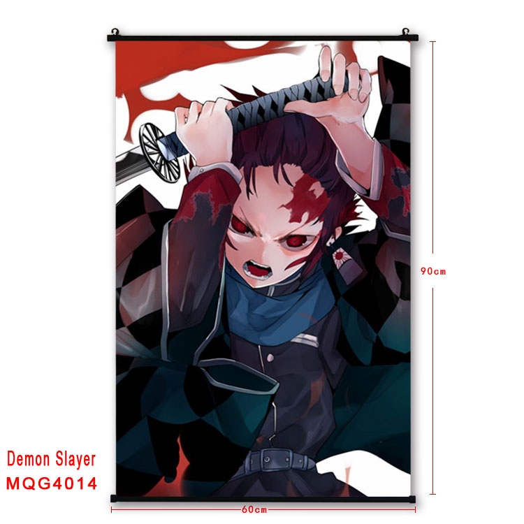 Demon Slayer Kimets Anime plastic pole cloth painting Wall Scroll 60X90CM  MQG4014