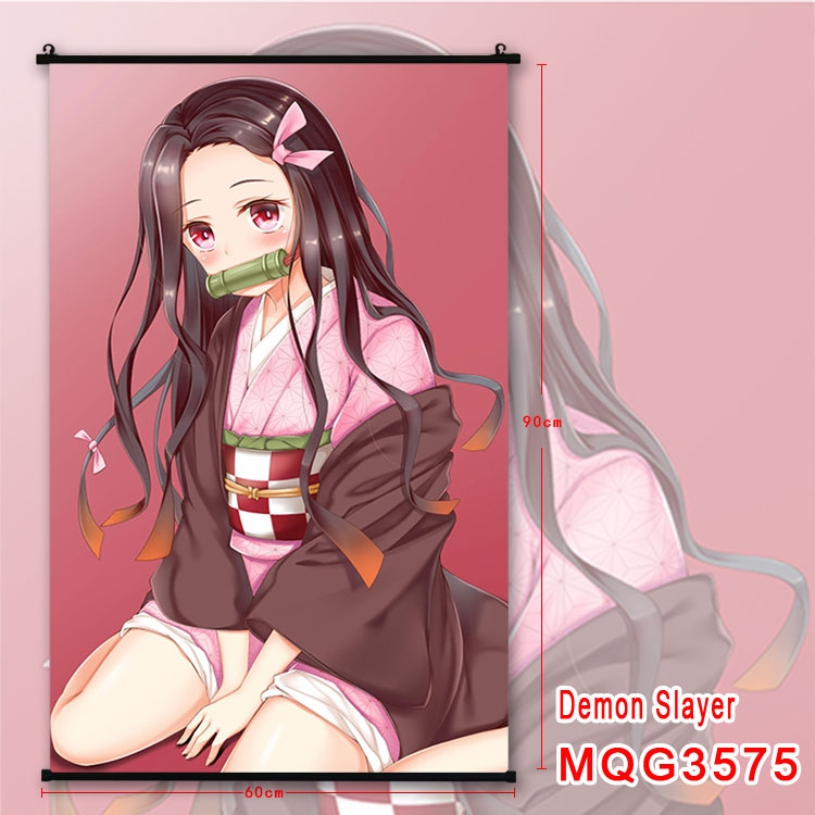 Demon Slayer Kimets Anime plastic pole cloth painting Wall Scroll 60X90CM  MQG3130