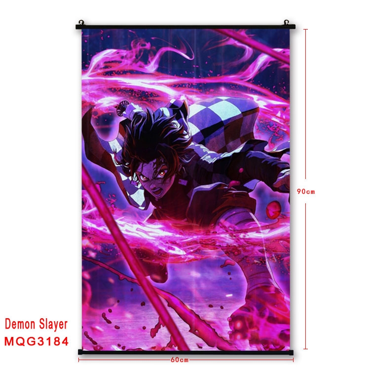 Demon Slayer Kimets Anime plastic pole cloth painting Wall Scroll 60X90CM  MQG3184
