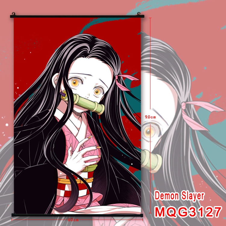 Demon Slayer Kimets Anime plastic pole cloth painting Wall Scroll 60X90CM  MQG3127