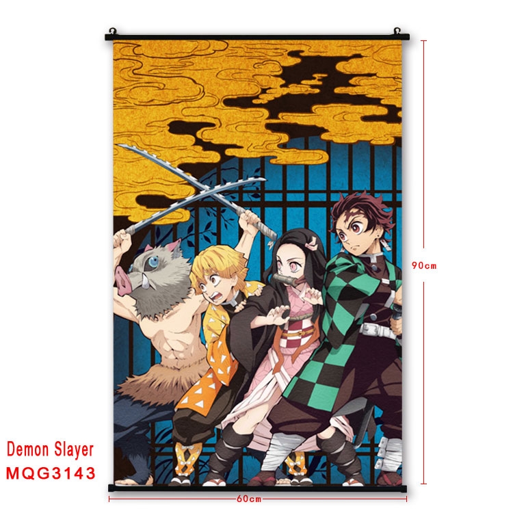 Demon Slayer Kimets Anime plastic pole cloth painting Wall Scroll 60X90CM  MQG3143