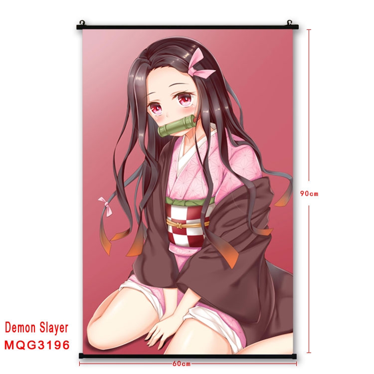 Demon Slayer Kimets Anime plastic pole cloth painting Wall Scroll 60X90CM  MQG3196