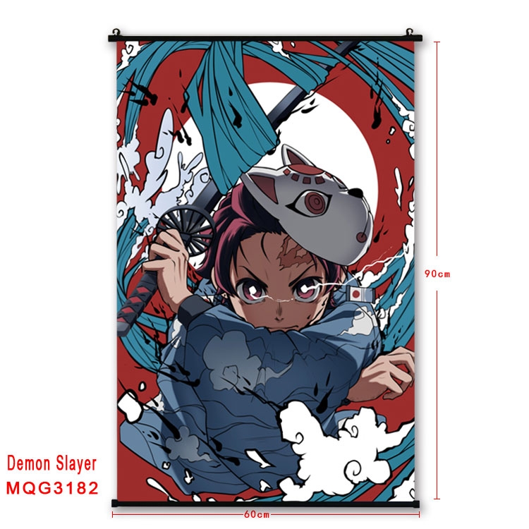 Demon Slayer Kimets Anime plastic pole cloth painting Wall Scroll 60X90CM  MQG3182