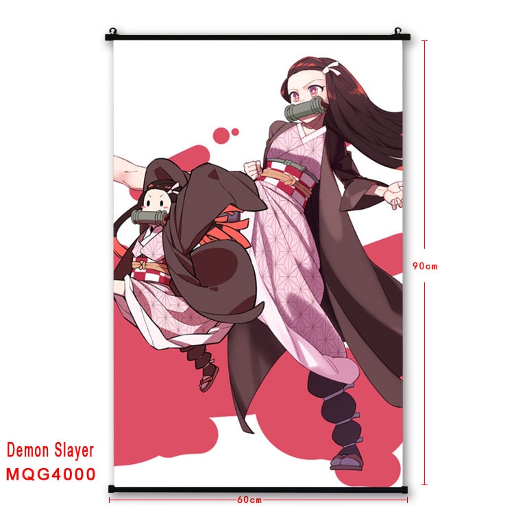 Demon Slayer Kimets Anime plastic pole cloth painting Wall Scroll 60X90CM  MQG4000