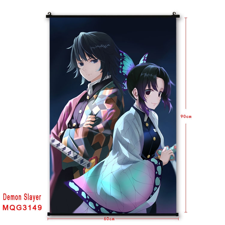 Demon Slayer Kimets Anime plastic pole cloth painting Wall Scroll 60X90CM  MQG3149