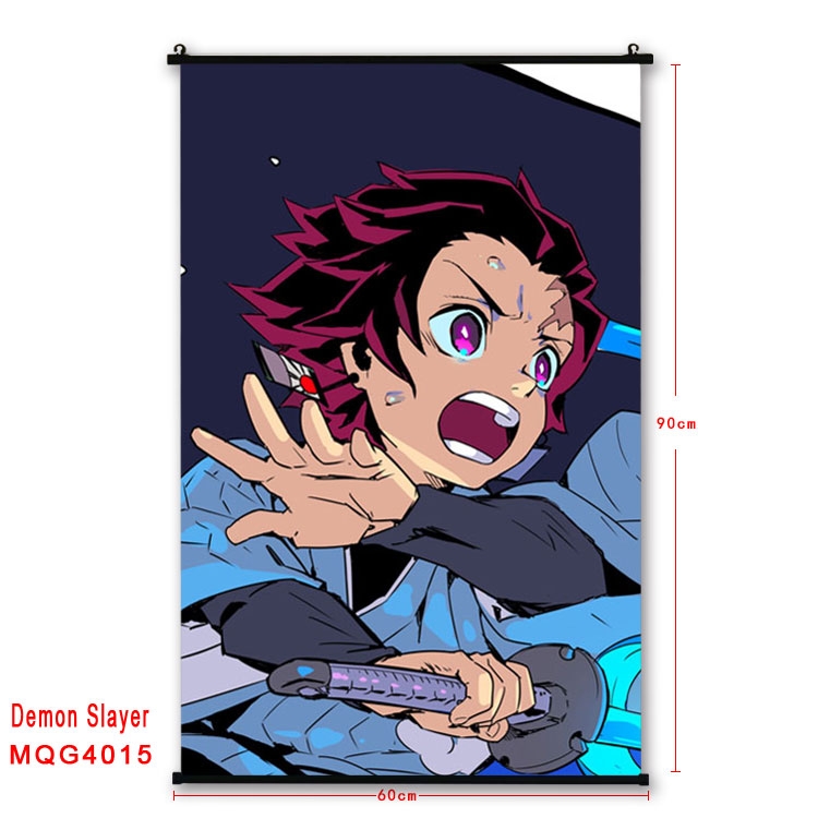 Demon Slayer Kimets Anime plastic pole cloth painting Wall Scroll 60X90CM  MQG4015