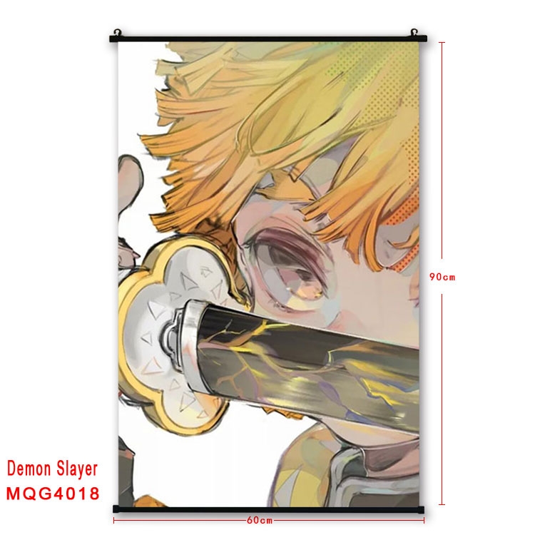 Demon Slayer Kimets Anime plastic pole cloth painting Wall Scroll 60X90CM  MQG4018