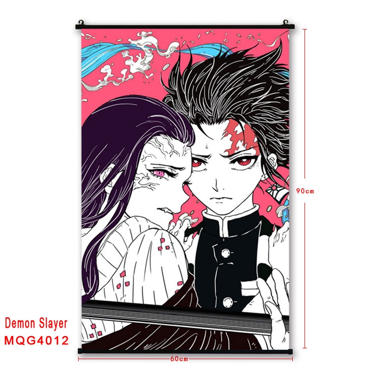 Demon Slayer Kimets Anime plastic pole cloth painting Wall Scroll 60X90CM  MQG4012