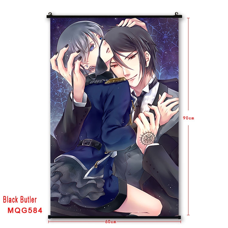 Kuroshitsuji Anime plastic pole cloth painting Wall Scroll 60X90CM MQG584