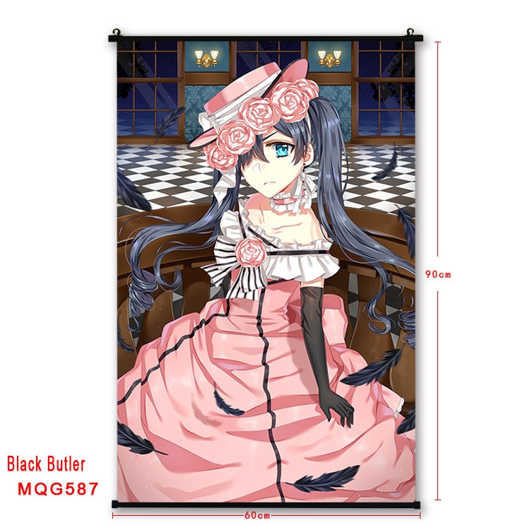 Kuroshitsuji Anime plastic pole cloth painting Wall Scroll 60X90CM MQG587