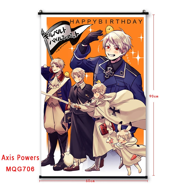 Hetalia Anime plastic pole cloth painting Wall Scroll 60X90CM MQG706