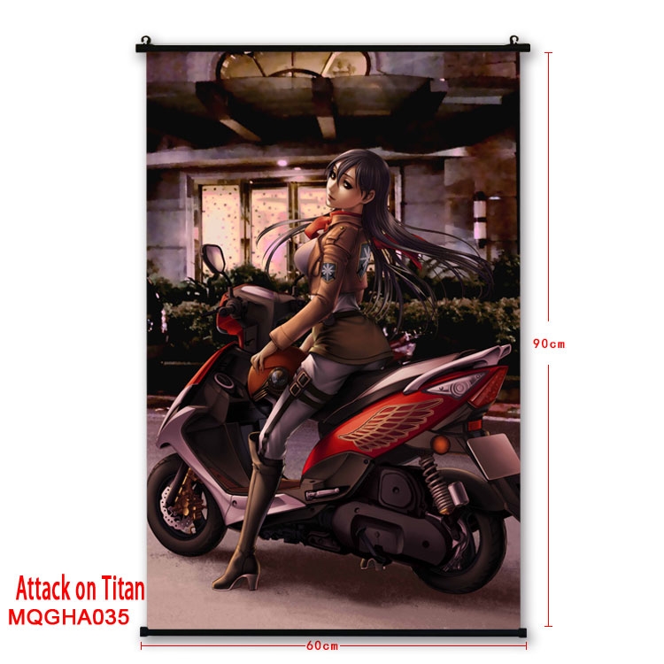 Shingeki no Kyojin Anime plastic pole cloth painting Wall Scroll 60X90CM MQGHA035