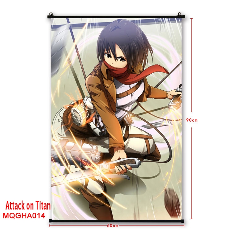 Shingeki no Kyojin Anime plastic pole cloth painting Wall Scroll 60X90CM MQGHA014