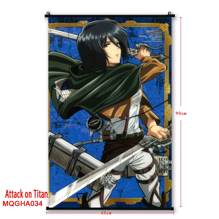 Shingeki no Kyojin Anime plastic pole cloth painting Wall Scroll 60X90CM MQGHA034