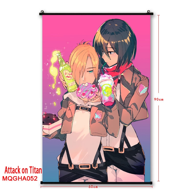 Shingeki no Kyojin Anime plastic pole cloth painting Wall Scroll 60X90CM MQGHA049