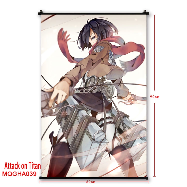 Shingeki no Kyojin Anime plastic pole cloth painting Wall Scroll 60X90CM MQGHA039