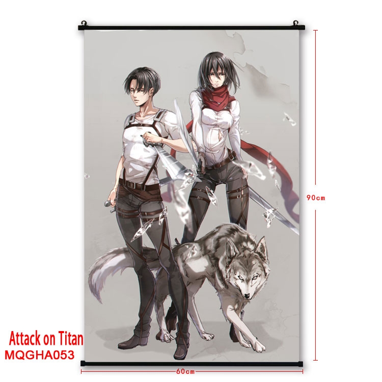 Shingeki no Kyojin Anime plastic pole cloth painting Wall Scroll 60X90CM MQGHA053