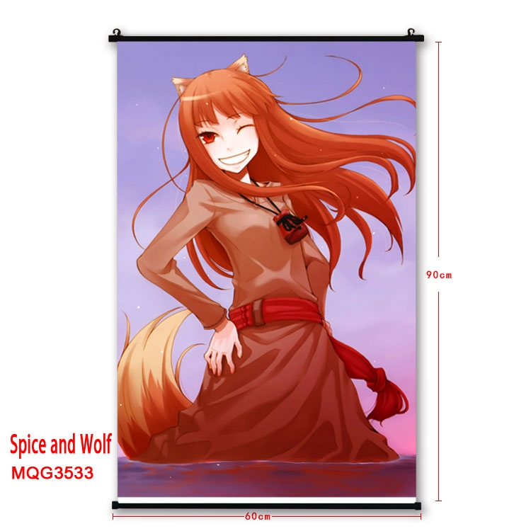 Ōkami to kōshinryō Anime plastic pole cloth painting Wall Scroll 60X90CM  MQG3533