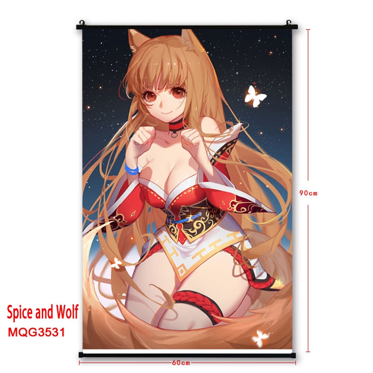 Ōkami to kōshinryō Anime plastic pole cloth painting Wall Scroll 60X90CM  MQG3531