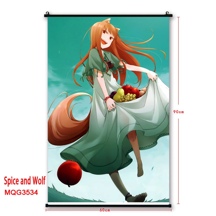 Ōkami to kōshinryō Anime plastic pole cloth painting Wall Scroll 60X90CM  MQG3534