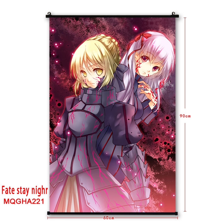 Fate stay night Anime plastic pole cloth painting Wall Scroll 60X90CM MQGHA221