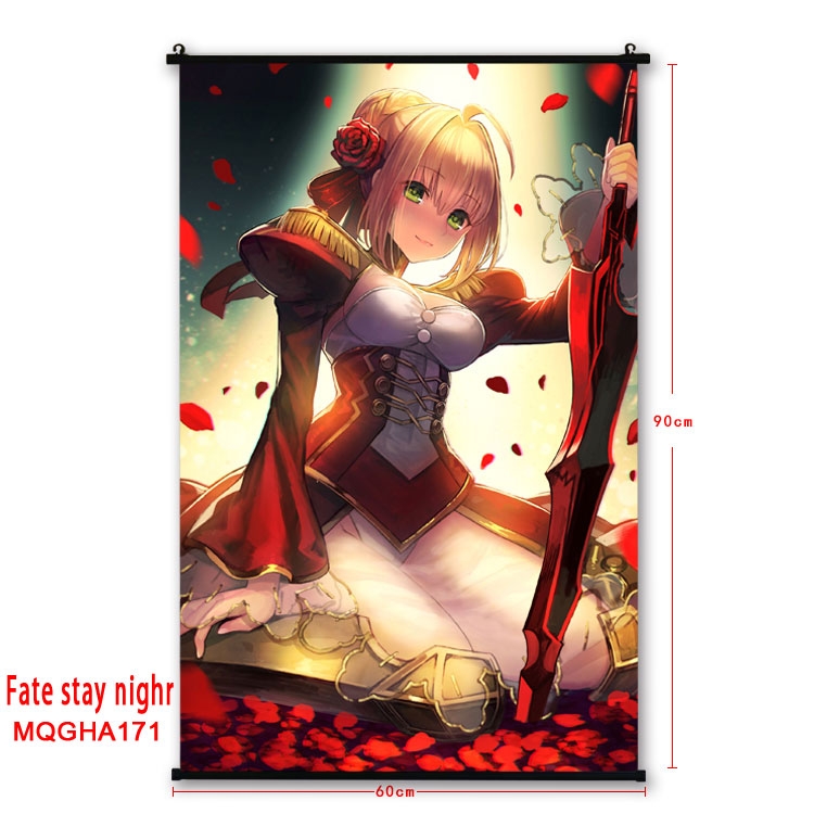 Fate stay night Anime plastic pole cloth painting Wall Scroll 60X90CM MQGHA171