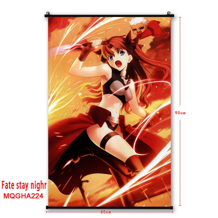 Fate stay night Anime plastic pole cloth painting Wall Scroll 60X90CM MQGHA224