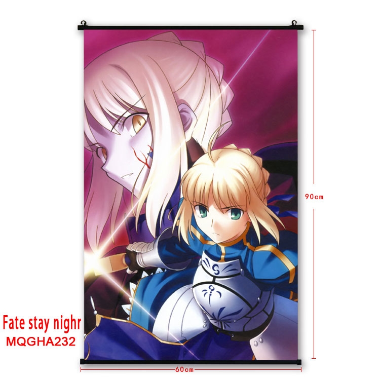 Fate stay night Anime plastic pole cloth painting Wall Scroll 60X90CM MQGHA232