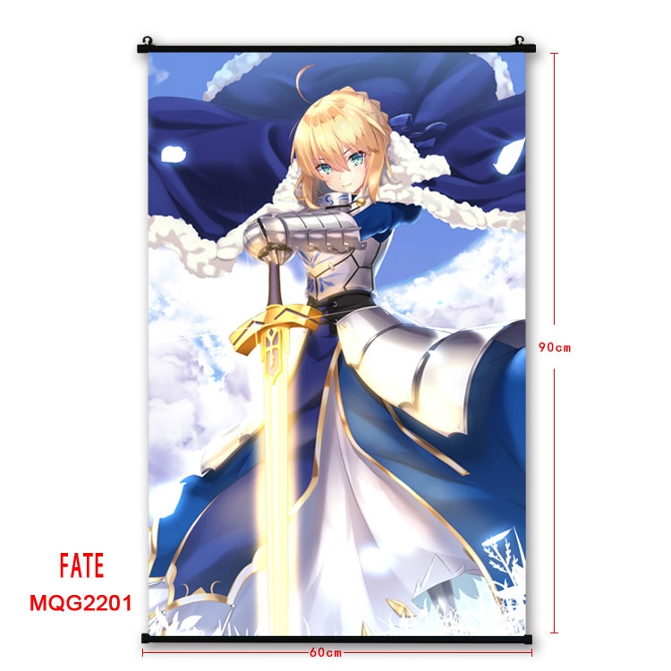 Fate stay night Anime plastic pole cloth painting Wall Scroll 60X90CM MQG2201