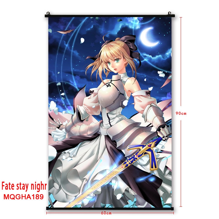 Fate stay night Anime plastic pole cloth painting Wall Scroll 60X90CM MQGHA189