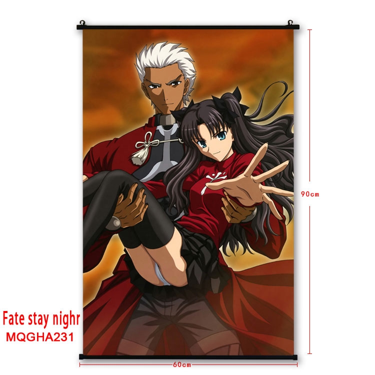 Fate stay night Anime plastic pole cloth painting Wall Scroll 60X90CM MQGHA231