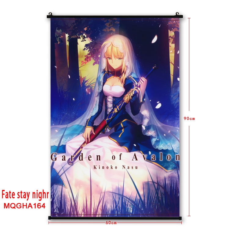 Fate staydsdhfjdygui vc3jdefg7fdi2ofddivhtryt5htf4ee xzjdefuw g night Anime plastic pole cloth painting Wall Scroll 60X9