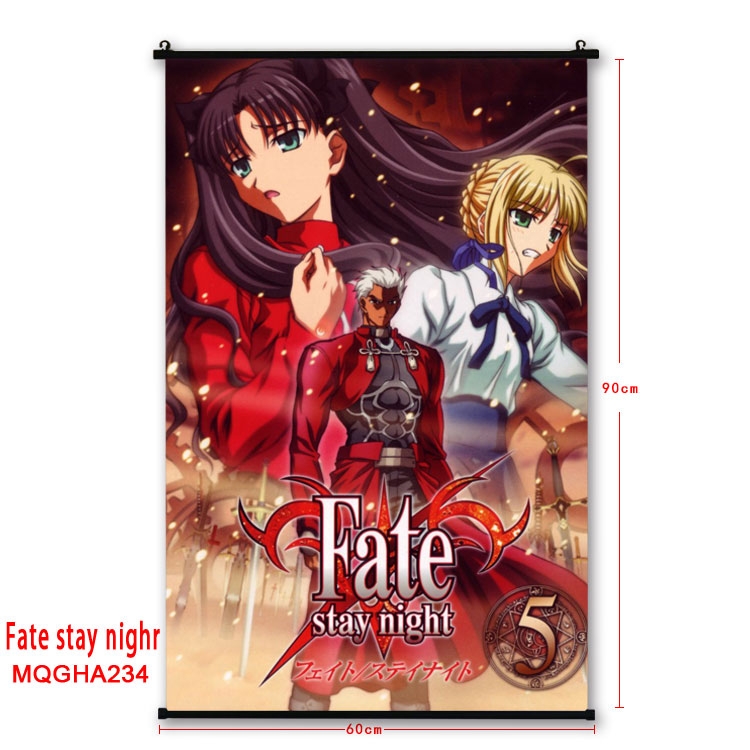 Fate stay night Anime plastic pole cloth painting Wall Scroll 60X90CM MQGHA234