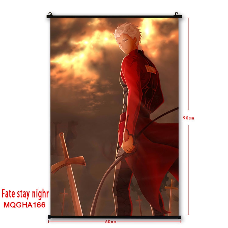 Fate stay night Anime plastic pole cloth painting Wall Scroll 60X90CM MQGHA166