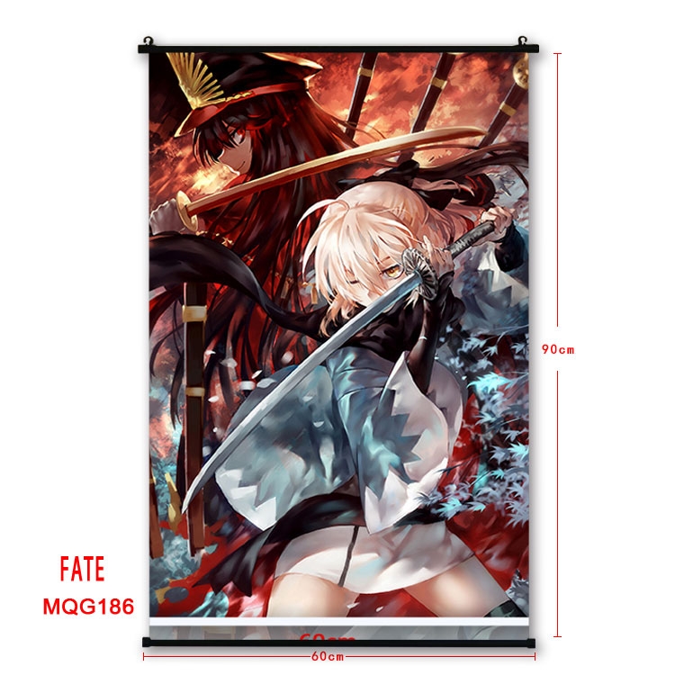 Fate stay night Anime plastic pole cloth painting Wall Scroll 60X90CM MQG186