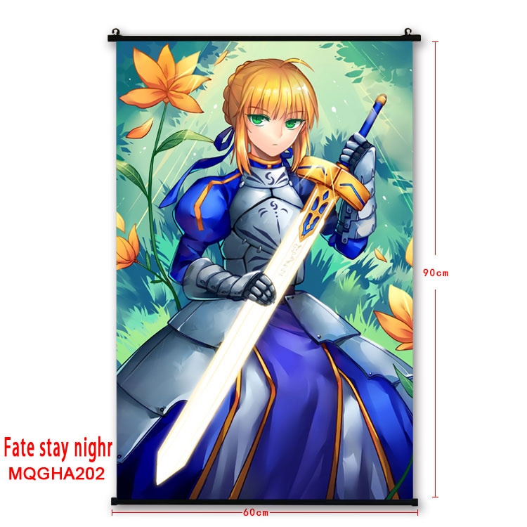 Fate stay night Anime plastic pole cloth painting Wall Scroll 60X90CM MQGHA202