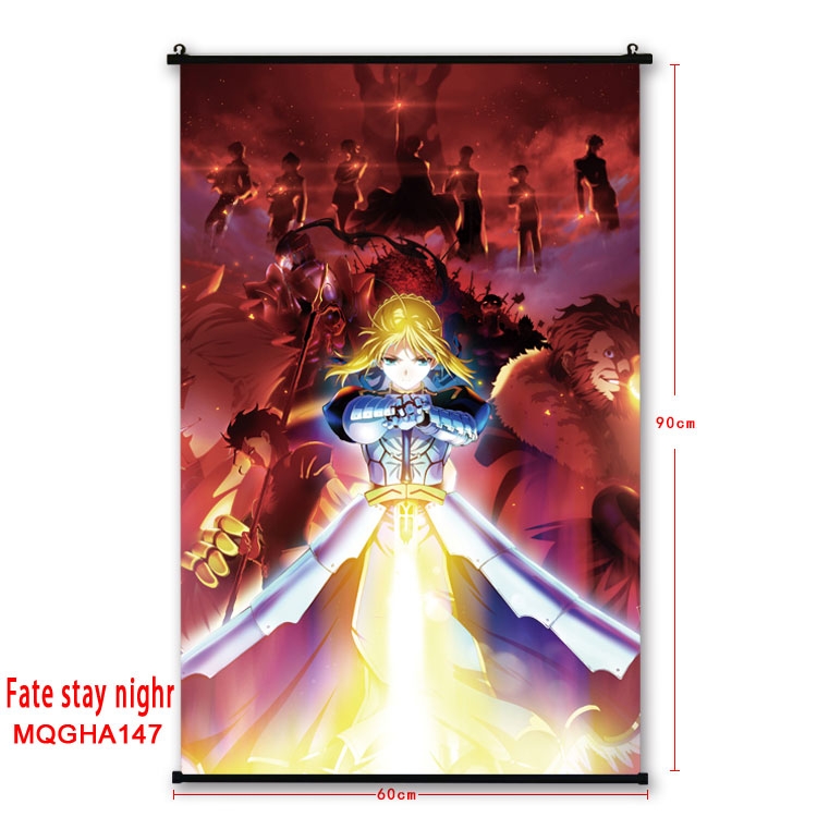 Fate stay night Anime plastic pole cloth painting Wall Scroll 60X90CM MQGHA147