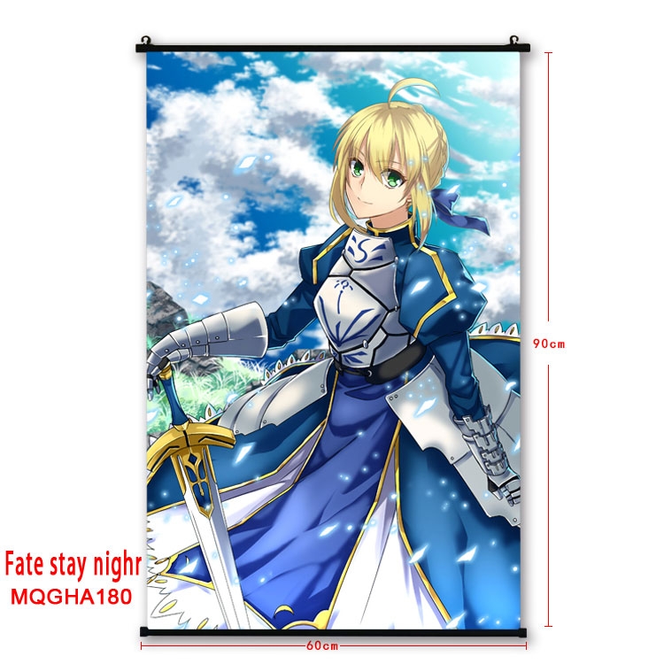 Fate stay night Anime plastic pole cloth painting Wall Scroll 60X90CM MQGHA180