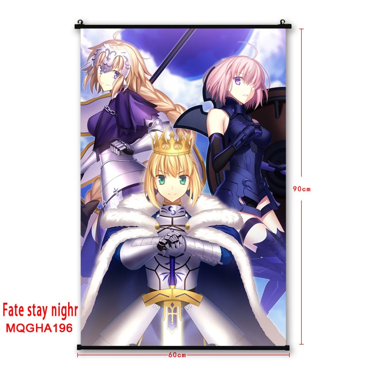 Fate stay night Anime plastic pole cloth painting Wall Scroll 60X90CM MQGHA196