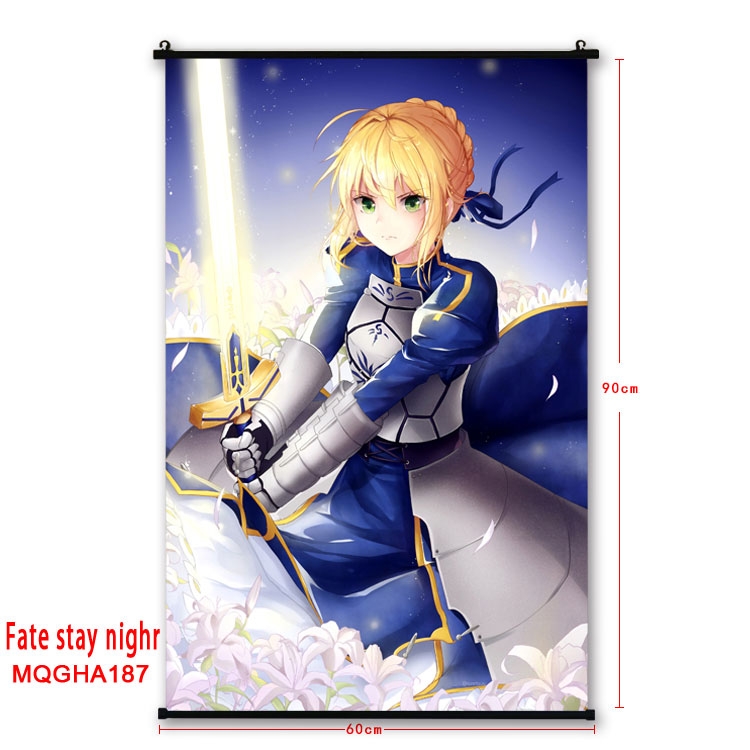Fate stay night Anime plastic pole cloth painting Wall Scroll 60X90CM MQGHA187