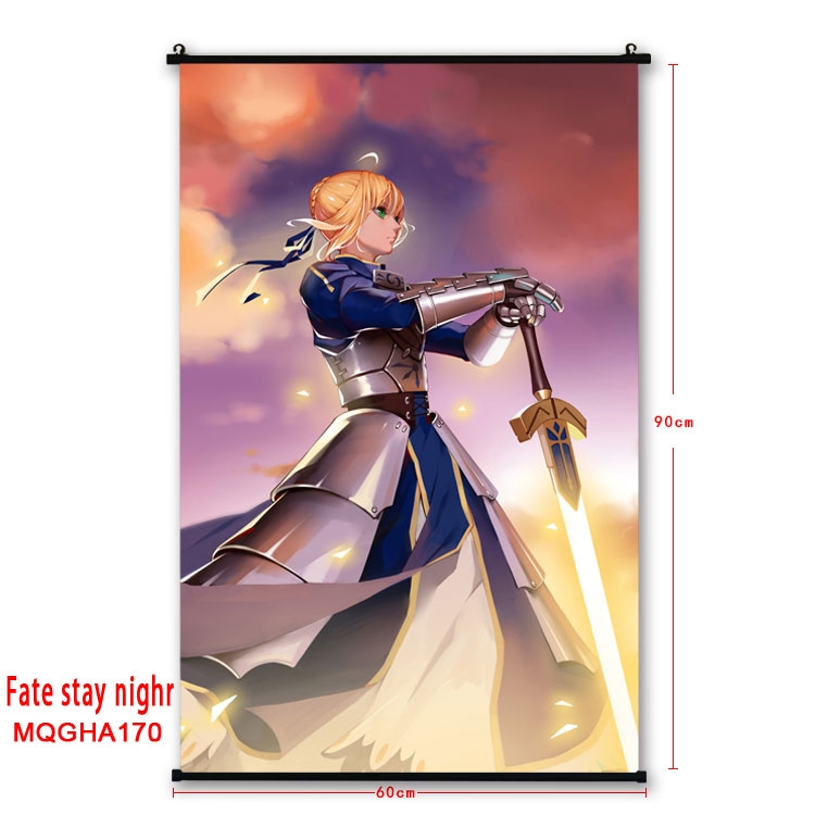 Fate stay night Anime plastic pole cloth painting Wall Scroll 60X90CM MQGHA170