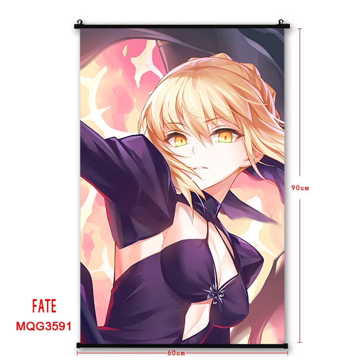 Fate stay night Anime plastic pole cloth painting Wall Scroll 60X90CM MQG2213