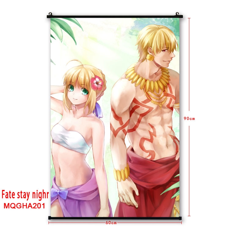 Fate stay night Anime plastic pole cloth painting Wall Scroll 60X90CM MQGHA201
