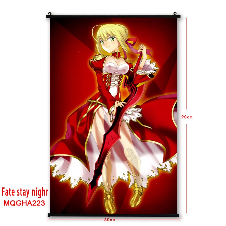 Fate stay night Anime plastic pole cloth painting Wall Scroll 60X90CM MQGHA223