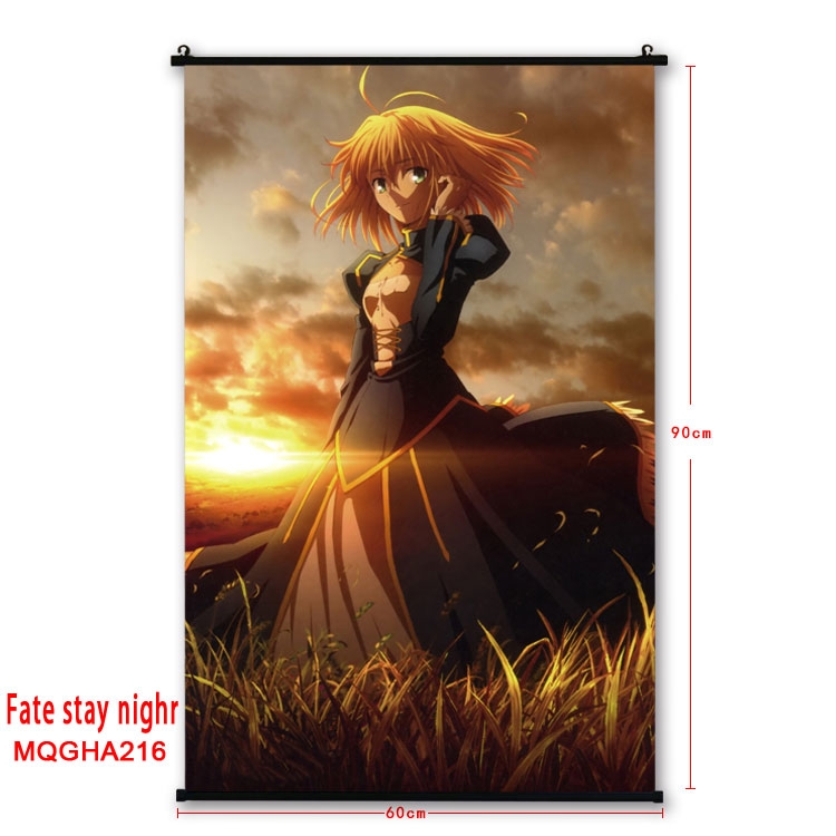 Fate stay night Anime plastic pole cloth painting Wall Scroll 60X90CM MQG3082