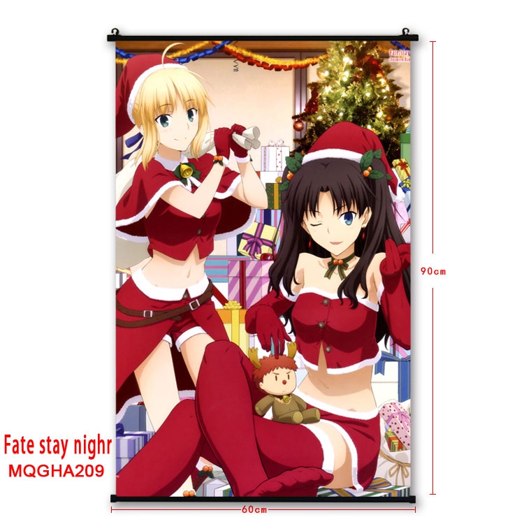 Fate stay night Anime plastic pole cloth painting Wall Scroll 60X90CM MQGHA209