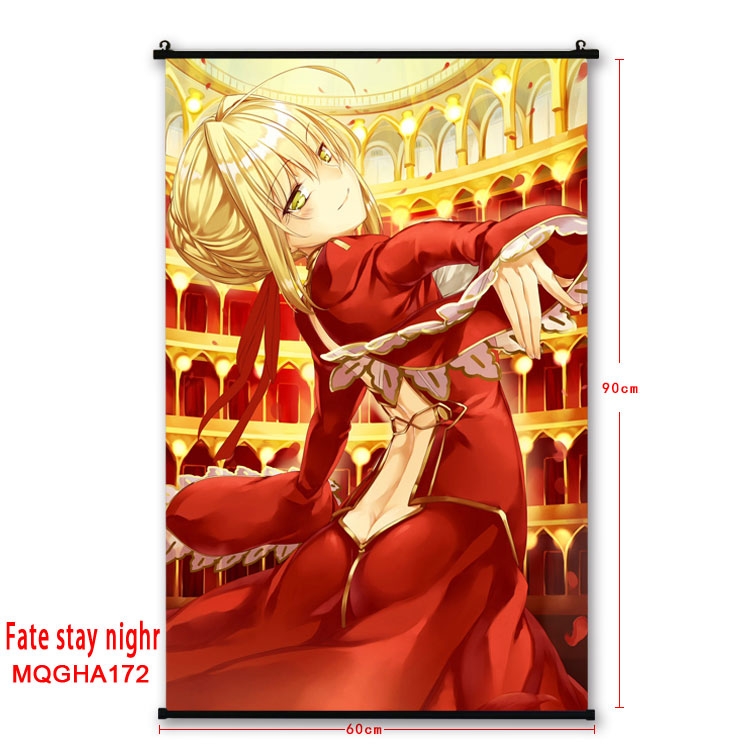 Fate stay night Anime plastic pole cloth painting Wall Scroll 60X90CM MQGHA172